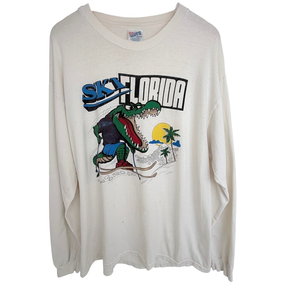 Vintage Northern Isles Ski Print Sweatshirt Mens Large Blue Graphic